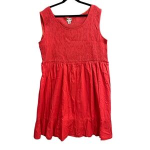 Marisol Smocked Dress Sleeveless Casual Tiered Coral Red Sundress Colorful XL